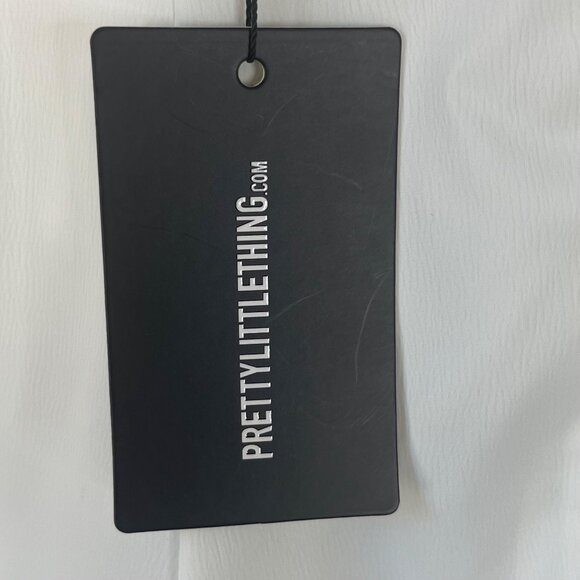 Pretty Little Thing Wide Leg Silky Pants Womens Size 6 Cream Front Tie New - Picture 11 of 11